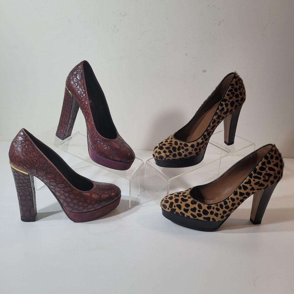 Baldan Italy Hobbs London Elegant Animal Print and Textured Heels Women Pumps 37